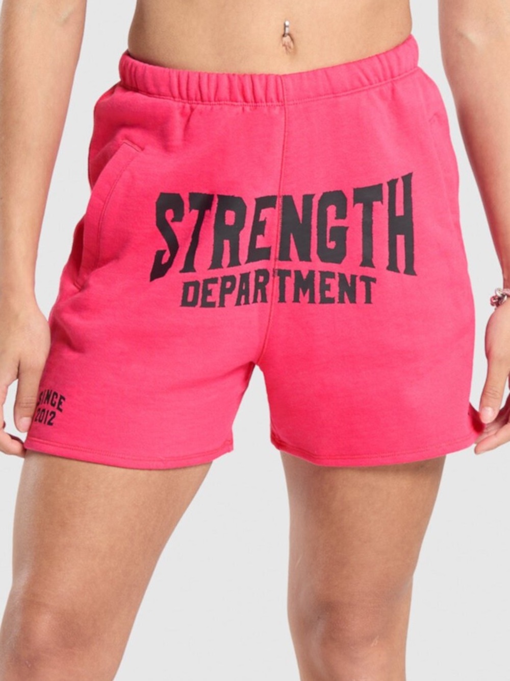 Gymshark Pink Strength Department graphic Shorts